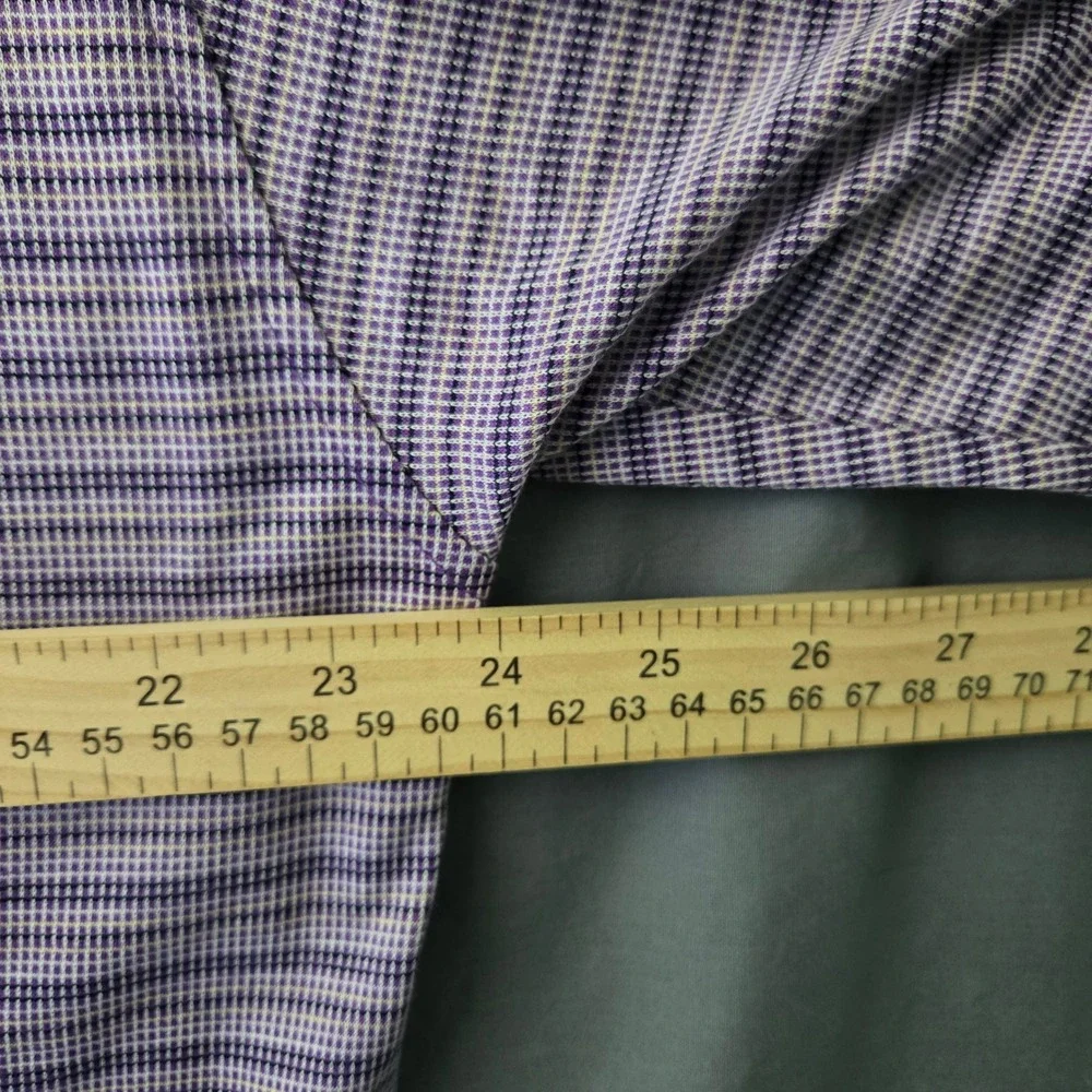 Peter Millar Mens Large Purple Stripe Double Mercerized Cotton‎ Polo Shirt Golf